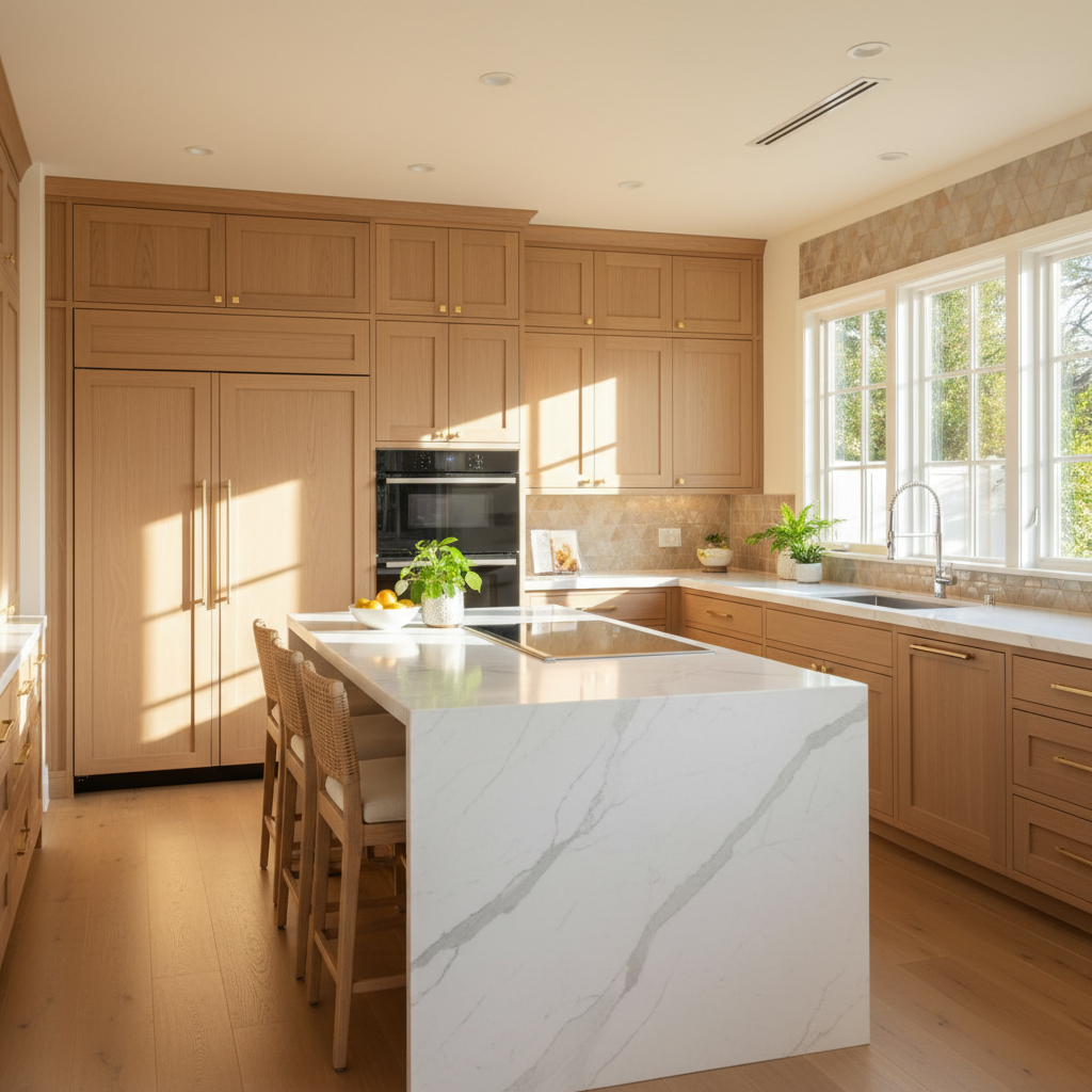 Upscale kitchen with integrated Sub-Zero style appliances